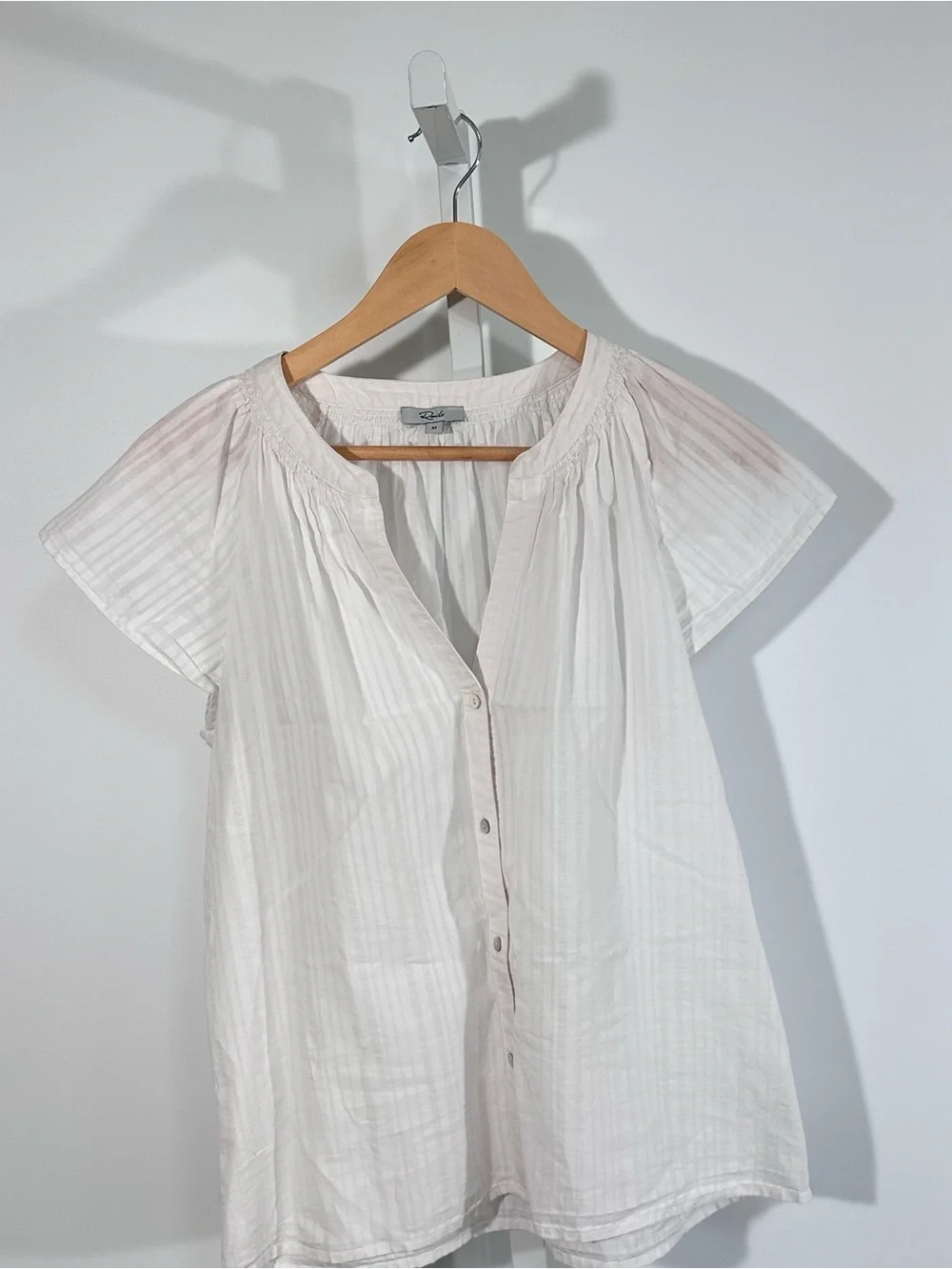 Rails White Cotton Gauze Flutter Sleeve Blouse Top Relaxed Boho Lightweight M